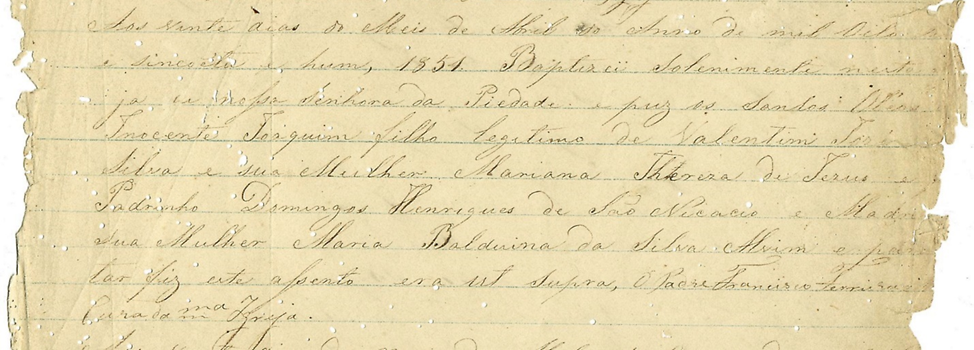 Handwritten baptism record from 1851